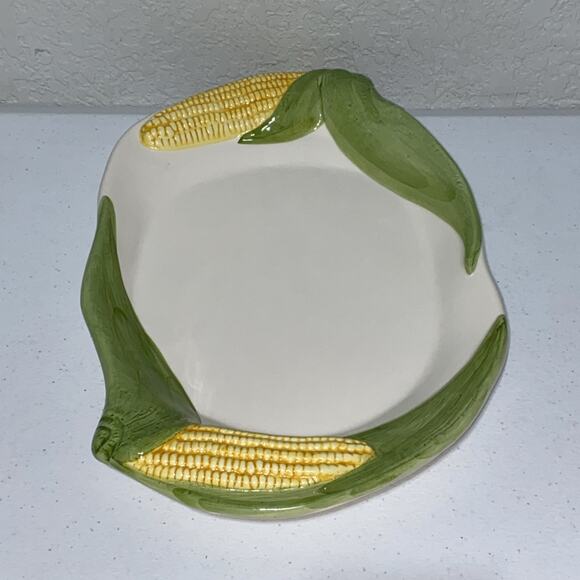 ELPA Alcobaca Corn Cob Harvest Summer Serving Platter Portugal 15" Handpainted - Picture 2 of 8